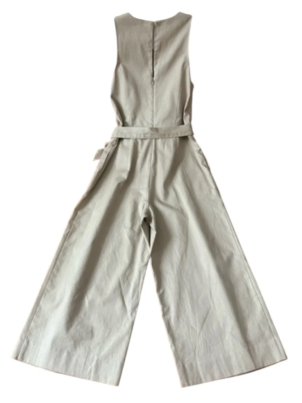 BANANA REPUBLIC Sleeveless Tie-Waist Wide-Leg Cropped Jumpsuit in Beige Size 2